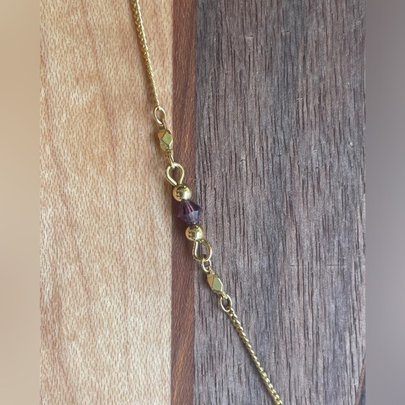 Vintage Monet Dainty Chain Necklace with Purple Crystal Beads - Picture 5 of 8